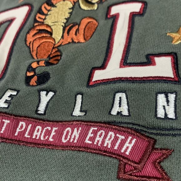 Disneyland Tigger Sweatshirt Large Green DL Hoodie Hooded w/ Pockets Embroidered - Picture 3 of 16